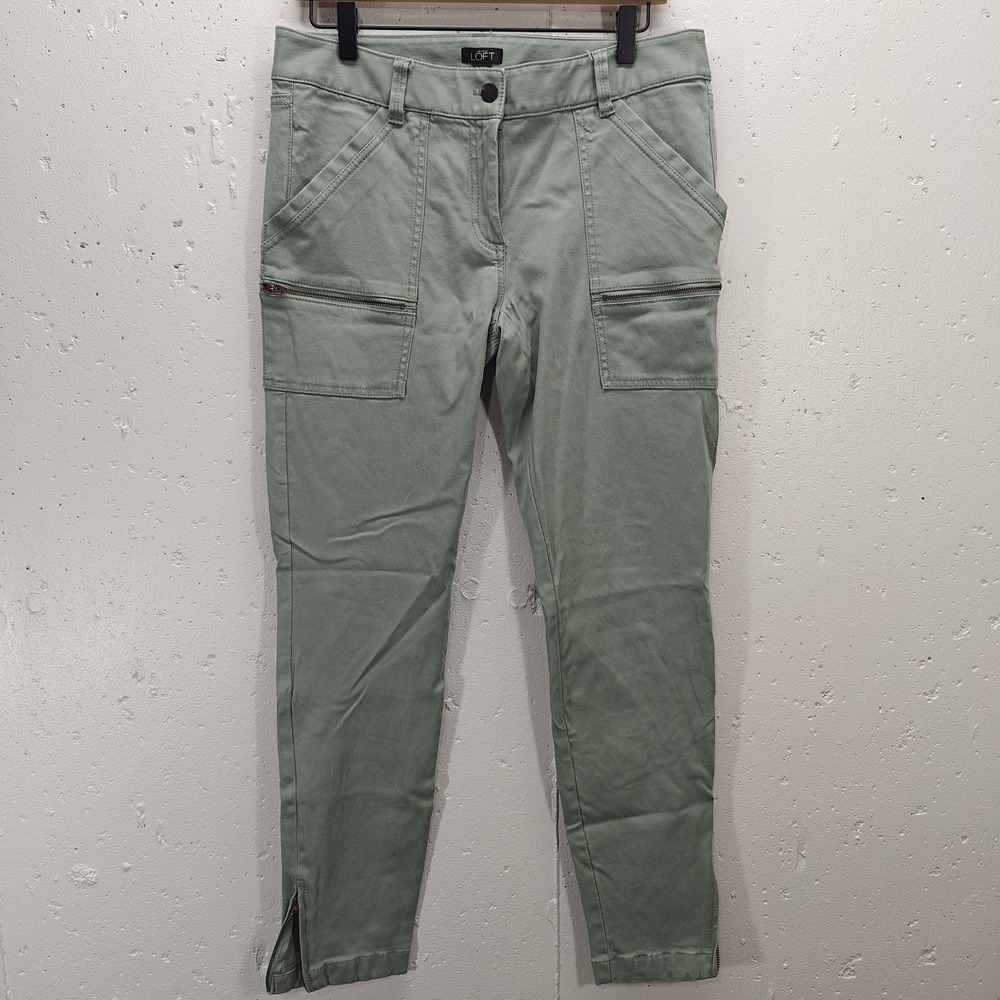 Ann Taylor Loft Womens Size 6‎ Utility Jeans Sage Green Skinny Zipper Pockets